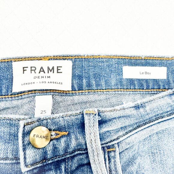 Frame Le Boy Split Hem Ankle Zipper Picadilly Zip Fly Denim Jeans Size 25 - Picture 8 of 10
